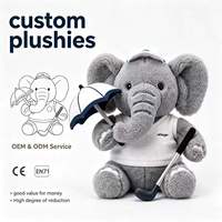 Groothandel op maat gemaakte ski-elefant knuffel OEM wintersport groot dier knuffel mascotte ski-uitrusting aangepaste merkpromotie cadeau