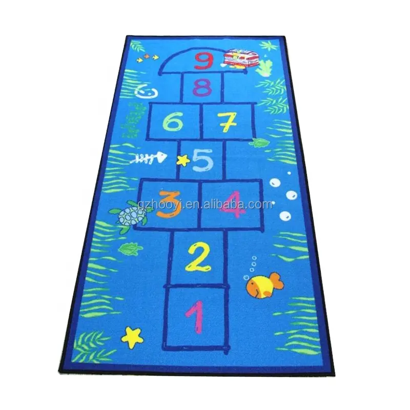 Big size hopscotch for kids bedroom 100% polyester carpet indoor soft cloth children play rug living room play mat