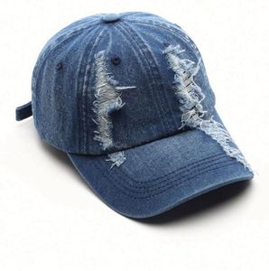 Casquette de baseball en jean délavé vintage de haute qualité, style déchiré - Product Image 2
