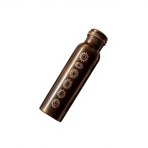 Bouteille d'eau Saleem International de luxe en cuivre pur, écologique, 1000 ml, 100 % étanche, grande capacité, personnalisable, avec couvercles, pour le bureau - Product Image 1