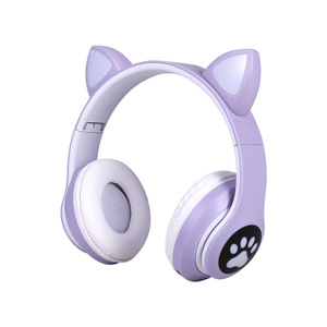 Auriculares Inalámbricos Bluetooth con Orejas de Gato, LED, Sobre la Oreja, Bajos Potentes, Estéreo, Plegables, Deportivos, Compatibles con Tarjeta TF - Product Image 1