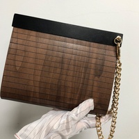 Dompet gaya Vintage wanita, dompet kayu warna coklat, tas selempang pesta pernikahan luar ruangan