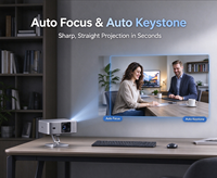 Nouveau projecteur intelligent mini à courte focale au design avancé 300 ANSI, compatible Android 14, 1080P, avec autofocus et correction trapézoïdale pour home cinéma