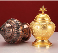 Ornements de bouteille de trésor huit tantrique tibétain de bon augure d'alliage Manibao fleur de Lotus Guanyin dieu richesse Dragon K