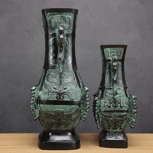 Jingciren Boutique - Estante Antiguo de Bronce para Decoración de Sala de Estar o Estudio, con Cuatro Botellas Grandes, Doble Zun, para Escritorio - Product Image 3