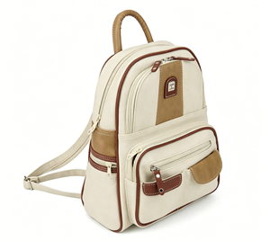<span class=keywords><strong>Zaino</strong></span> in Pelle PU per <span class=keywords><strong>Donna</strong></span>, Trendy con Tasche Multiple, <span class=keywords><strong>Beige</strong></span>, Piccolo <span class=keywords><strong>Zaino</strong></span> da Viaggio, Vintage Bicolore - Product Image 2