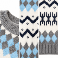 Set Rajutan Anjing dan Pemilik yang Serasi, Motif Argyle Geometris Nordic Fair Isle, Grosir Custom ODM OEM, Sweater Hewan Peliharaan Musim Dingin