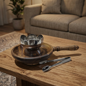 Quemador de incienso de madera natural hecho a mano con diseño metálico y perforado para aromaterapia, quemador de bakhoor, fragancia para el hogar - Product Image 1
