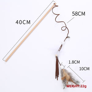 Vente en gros de jouets pour <span class=keywords><strong>chats</strong></span> personnalisés, baguette interactive amusante en bois rétractable, baguette de taquinerie, plumes de poulet d'intérieur - Product Image 6