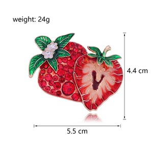 Broche Fraise Nouvelle Mode Créative en Alliage avec Strass, Accessoire Épingle Fruit - Product Image 2