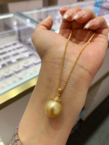 Stylish Durable Polished 18K <b>Solid</b> <b>Gold</b> <b>pendant</b> accessories Inlaid Tiny Clear Diamond For Pearl <b>Pendant</b> Necklace Handmade - Product Image 6