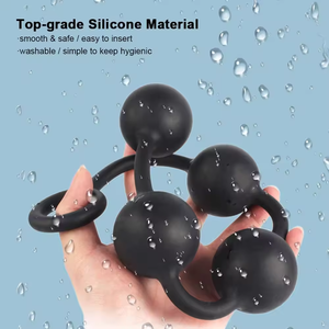 Gros Plug Anal en Silicone Dilatateur Vaginal Perles Anales Unisexe Butt Plug Expander <span class=keywords><strong>Vibrant</strong></span> <span class=keywords><strong>Sex</strong></span> Toys avec 4 Boules - Product Image 4