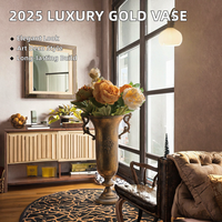 Jarrón Decorativo de Hierro Dorado de Lujo 2025, Hecho a Mano, Moderno, Ecológico y Duradero para Decoración de Hogar, Oficina y Sala de Estar, Recién Llegado
