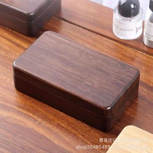 Caja de joyería de madera con bandeja de terciopelo, rectangular, de madera maciza, elegante, para guardar collares, pulseras, anillos, para viajes - Product Image 4