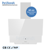 Campana extractora inclinada de cristal blanco de 60 cm, campana decorativa inclinada, chimenea de cocina con control táctil, bajo nivel de ruido, 15+ años de experiencia ODM OEM