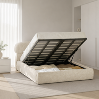 Ensemble de meubles de chambre à coucher de style européen au design moderne : lit king-size de luxe, lit king-size moderne avec lit double rembourré