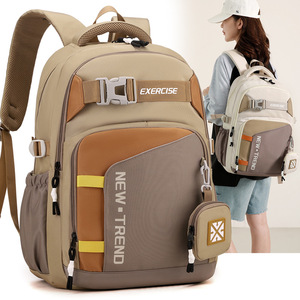 New Trend <b>Backpack</b> <b>Large</b> Capacity Waterproof Unisex Casual Sports Hiking Bag <b>School</b> Education Gray Green Black Coffee Color - Product Image 4