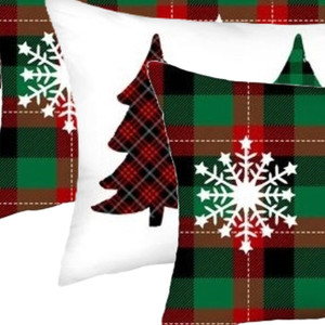 Set di quattro alberi di natale tessuto lombare gettare cuscino copre verde rosso e nero per il prodotto Travel-HMS - Product Image 4