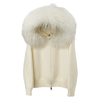 Femmes hiver automne tricoté Cardigan manteau mongol agneau fourrure capuche décontracté chaud laine uni teint pull fermeture éclair vêtements d'extérieur