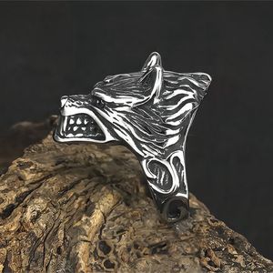 Yunnique – bague tête de loup en acier inoxydable pour hommes, bijoux de style Hip Hop en forme d'animal, cadeau - Product Image 3