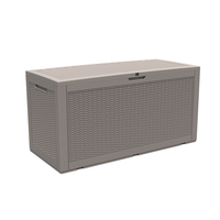 Boîte de rangement en osier pour terrasse en rotin Coussin pour terrasse en plastique d'extérieur Boîte étanche