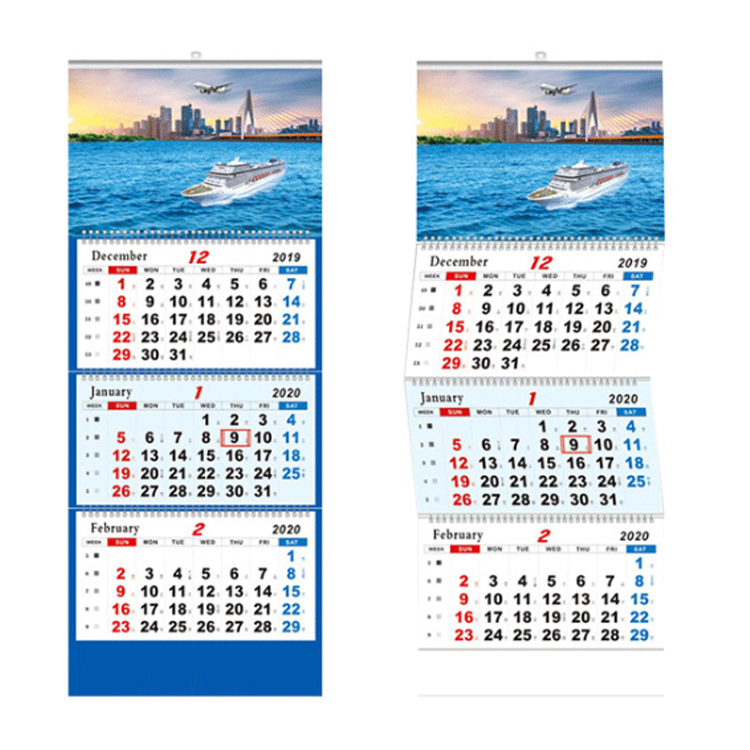 Kalender dinding lipat 3 dengan Slider plastik