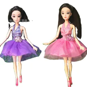 Vendita all'ingrosso fai da te bambola mobili per barbie-Nuovo 11.5-12 pollici rosa viola Halter Princess Dress Fashion Suit Barbie Doll vestiti accessori giocattoli per bambini regali per ragazze
