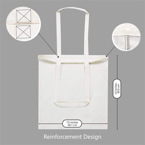 Vente en gros de sac fourre-tout en toile de coton naturel uni et recyclé biologique personnalisé avec logo personnalisé imprimé pour la publicité DIY - Product Image 5
