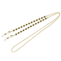 Chaîne de lunettes simple en métal plaqué or, faite à la main, écologique, anti-perte, avec cœur en émail et maillons en O, 72 cm