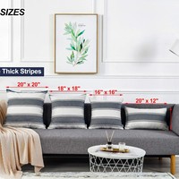 Housse de coussin rayée style ferme, texture tissée, amovible et lavable, pour décoration de canapé, cadeau, vente en gros usine