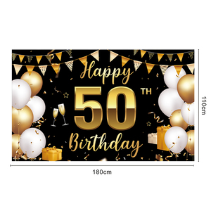 Bannières personnalisées joyeux anniversaire fête d'anniversaire grand noir or <span class=keywords><strong>Photo</strong></span> toile de fond décor anniversaire fond bannière pour 30e 50e - Product Image 6