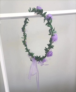 Allumez <span class=keywords><strong>Mousse</strong></span> Fleur Couronne Guirlande Fée Led Violet Ruban Bandeau De Mariage Anniversaire Concert Rave Fête Carnaval Atmosphère Prop - Product Image 2