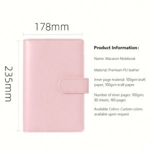 Agenda personnalisé, carnet de travail à feuilles mobiles A5/A6, couverture en cuir PU couleur macaron, porte-cartes, carnet de budget, carnet professionnel - Product Image 4