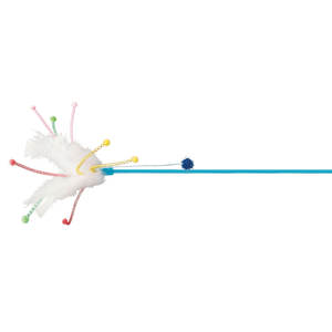 Jouet interactif pour chat avec plumes et pompons colorés, 41 cm - Product Image 1