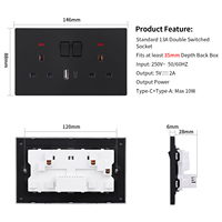Bingoelec nouveau Style 146 UK mécanique Standard Double 13A prise commutée avec indicateur avec USB A + C 2.1A