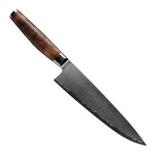 科诺尔刀67层大马士革钢菜刀日本VG-10钢芯天然伯尔木柄