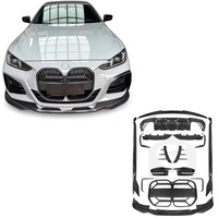 Kit carrosserie en fibre de carbone sèche pour BMW Série 4 G22 G23 G26, style SQ amélioré, comprenant lèvre avant, diffuseur, spoiler, jupes latérales et capot
