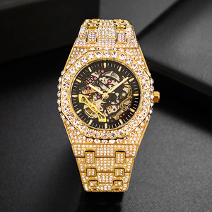 Luxury Bling Hip Hop Full Diamond Iced Out <b>Watches</b> Men Wrist Gold <b>Skeleton</b> Mechanical <b>Automatic</b> <b>Watch</b> - Product Image 3
