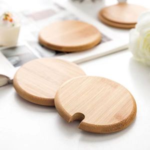 Tapa de bambú para taza, tapa redonda de madera maciza para taza de café, selladora con asa para bebidas calientes - Product Image 1