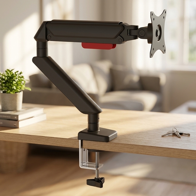 17-32 Inch Adjustable Monitor Bracket, Single Arm Gas Spring Holder, Damping Ring Design, 2-11KG Bearing Quick Disassembly