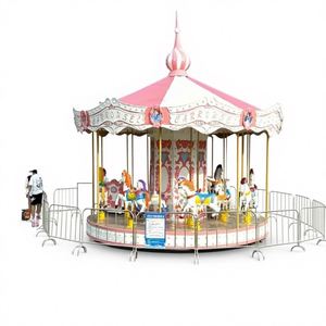 Suministro Directo de Fábrica: Nuevo Carrusel Infantil de Fibra de Vidrio con Caballos Giratorios, Equipo de Diversión para Áreas Turísticas - Product Image 1