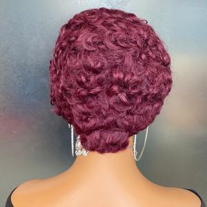 วิกผมสั้นแบบลอนหยักศก รุ่น 99J สำหรับผู้หญิง วิกผมแท้แบบโปร่งใส 13x4  สำหรับผู้หญิงผิวสีดำ ทรงพิกซี่คัท - Product Image 5