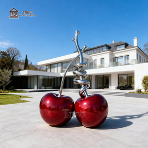 Scultura TREVI Moderna in Acciaio Inox a Forma <span class=keywords><strong>di</strong></span> Grande Ciliegia Rossa, Scultura Astratta in Metallo a Forma <span class=keywords><strong>di</strong></span> Frutta, Arte Pop per Giardino - Product Image 3