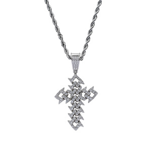 Collar con Colgante de Cruz y Cadena Cubana con Espinas, Estilo Hip Hop para Hombre, de Cobre y Circonio, Regalo Moderno - Product Image 3