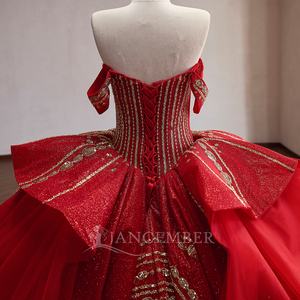 Rsm261094 Impresionante Vestido de Quinceañera Rojo con Corsé de Cuentas y Escote Corazón, para Fiesta de 16 Años, Jancember - Product Image 5