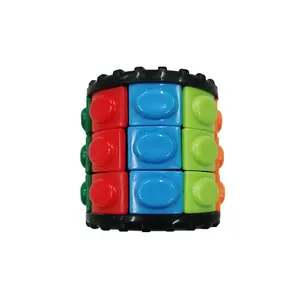 3 in 1 3D Rotate Slide Cylinder Colorful Stress Relief Magic Cube Puzzle for Kids Child Adult