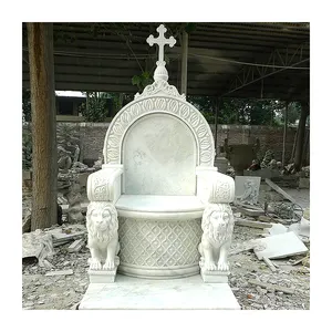 Tavolo e sedia in pietra di marmo bianco decorativo da giardino intagliato a mano