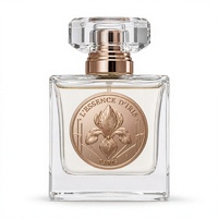 Autocollant d'étiquette de parfum en alliage d'aluminium auto-adhésif, motif fleur d'iris en relief, or rose métallique, pour emballage cosmétique de luxe