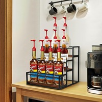 Support de rangement de comptoir moderne à 3 niveaux en métal, écologique, multifonctionnel et durable, non pliable, pour bouteilles de sirop de café