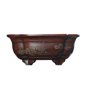 Maceta de Bonsái de Arcilla Morada, Forma de Papaya, Pintada a Mano, Estilo Antiguo, Cerámica Taoxiang - Product Image 5